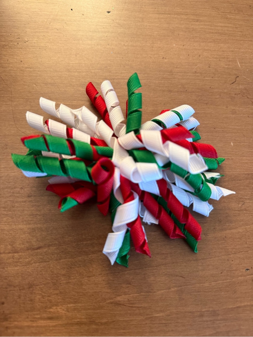 Set of 3 types of Festive Red White Green Ribbon Hair Bow Clip -